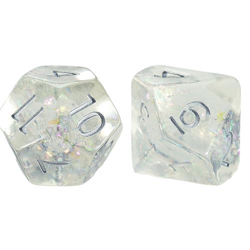 and Dice: Holographic Dice: Unicorn - 7pc Set, Transparent, Holographic Glitter Swirl, 7 Resin Dice for Role Playing Games - style: Unicorn
