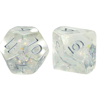 and Dice: Holographic Dice: Unicorn - 7pc Set, Transparent, Holographic Glitter Swirl, 7 Resin Dice for Role Playing Games - style: Unicorn