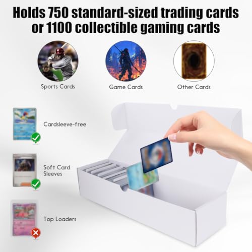 Trading Card Storage Box, 8-Pack 1100 Count Card Storage Box | White Corrugated Cardboard Boxes With Dividers, Bulk Card Storage For Baseball/TCG/MTG/Sports Cards