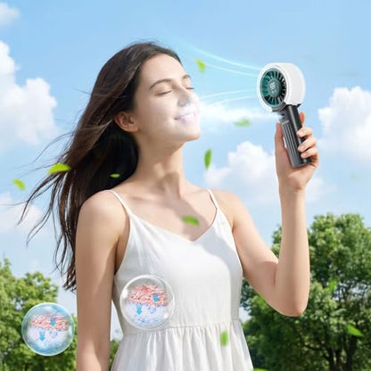 HandFan Upgraded Misting Fan with LED Display – Extreme Cooling Portable Handheld Fan with Water Mist Spray, 50% Stronger Airflow & Quieter, USB Rechargeable for Travel/Park/Disney/Beach/Concert/Game - color: Classic Black