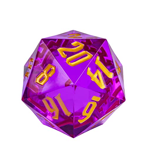 D20 Single Dice 55mm, 20 Sided DND Dice, Giant D20 D&D Polyhedral Dice Large D20 for RPG Table Games (Transparent Peach/Golden Numbers) - color: Transparent Peach/Golden Numbers