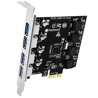 4 Ports Superspeed 5Gbps USB 3.0 PCI Express Expansion Card for Windows 11, 10, 8.x, 7, Vista, XP Desktop PCs, Built in Self-Powered Technology, No Need Additional Power Supply (FS-U4-Pro) - style: FS-U4-Pro