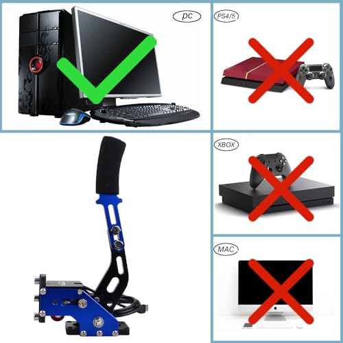 CNRAQR PC Racing Game USB Handbrake for 16Bit SIM for Racing Games, Compatible with G27 G29 G923 T500 T300 Simulate Linear Handbrake Blue（With Fixing Clip and Plate - color: Blue