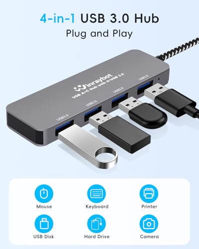 USB Hub for Laptop, USB 3.0 Splitter USB C Hub Extender Multiple USB Port Hub for Laptop, PC, Mouse, Keyboard, USB C Splitter with 4 USB 3.0 Port - style: USB 3.0 Hub