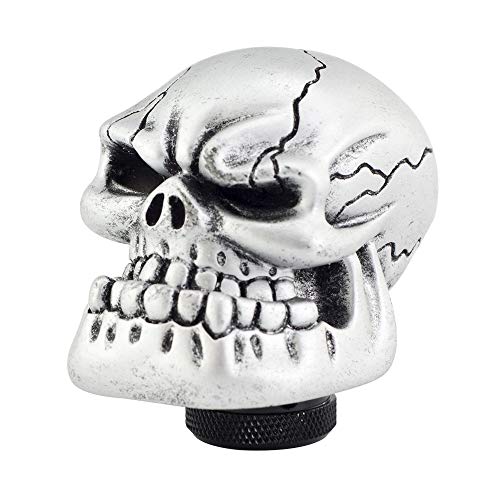 Silver Skull Manual Automatic Gear Shift Knobs - color: Silver
