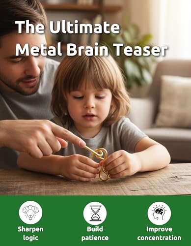 4-in-1 Gold Omega Puzzle Set Heavy Duty Wire Brain Teasers, Unique IQ Puzzle Games for Problem Solving, Stress Relief, Focus Training and Entertainment - style: Gold Omega