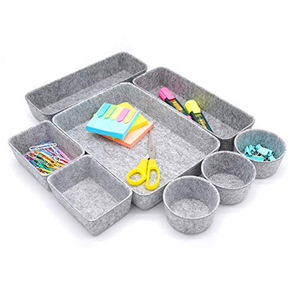 Welaxy 8-piece desk drawer organizer trays felt shallow bin Gray Minimalist - color: Gray