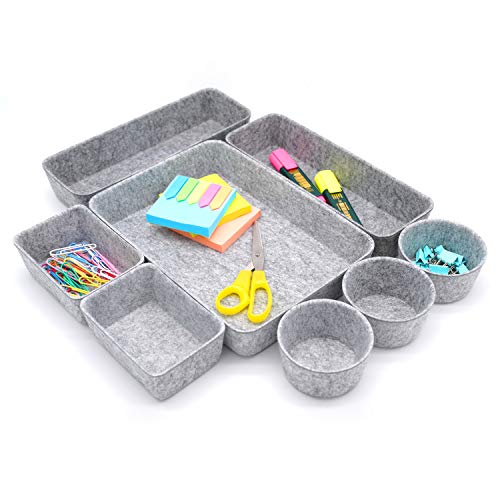 Welaxy 8-piece desk drawer organizer trays felt shallow bin Gray Minimalist - color: Gray