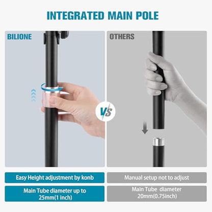 Mic Stand Floor Boom Arm for Studio, Podcast, Recording, Streaming | Included Tray & Microphone Holder, Space-saving 5.5 lbs Base, Adjutable Height 30"–70", Compatible with Yeti, SM58, QuadCast