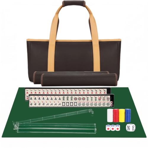 PiPiCat 2026 Complete American Mahjong Set, 166 Tiles (30mm) with 31.5x31.5in Mat One-Click Flip Reinforced 18-Inch Rack/Pushers Shockproof Bag & 6 Spare (Dark Brown) - color: Dark Brown