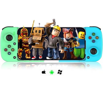 arVin Wireless Gaming Controller for iPhone Android Gamepad Joystick for iPhone 15/14/13, iOS, iPad, MacBook, Samsung Galaxy S23/22/21, TCL, One Plus, Tablet, PC, Call of Duty Mobile, Genshin, Diablo - color: Green&Blue