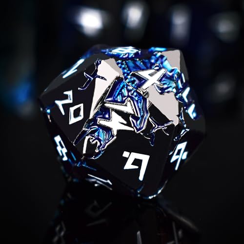 Rule Dice D&D Dice 7 Die Metal DND Dice Set, Weighted Metallic Dungeons and Dragons Dice Set, Large Polyhedral D and D Dice Sets, Cool MTG RPG Dice DND with Gifts Case for Role Playing (Black White) - color: Black White