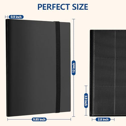 Card Binder, EDUDIIU 9 Pockets Premium Trading Card Binders, Cards Collection Binder Album, Side Loading Yugioh Holder Book for Sport, Football, Baseball Collector - Black - color: Black