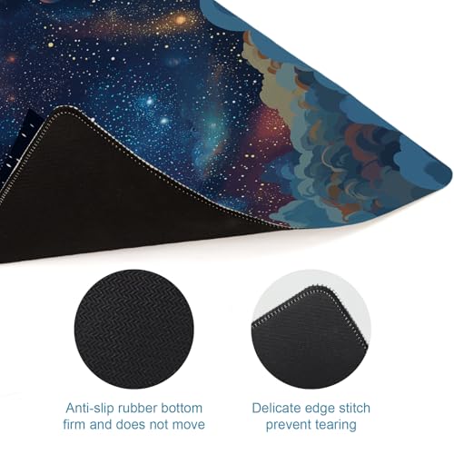 Starry Sky Large Mouse Pad, Desk Mat, Big Gaming Mousepad, XL Extended Laptop Desk Pad with Stitched Edges Non-Slip Rubber Base, Computer Keyboard Mat for Office Home, 31.5x11.8in, Bookshelf - color: Starry Sky