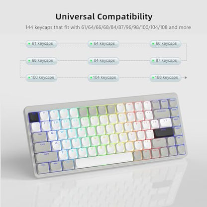 Womier Low Profile Keycaps - Shine Through Keycaps 60 65 75 100 Percent | Keyboard Key caps PBT Full Size for Cherry Gateron MX Switches Mechanical Keyboard, Grey/White - color: Grey