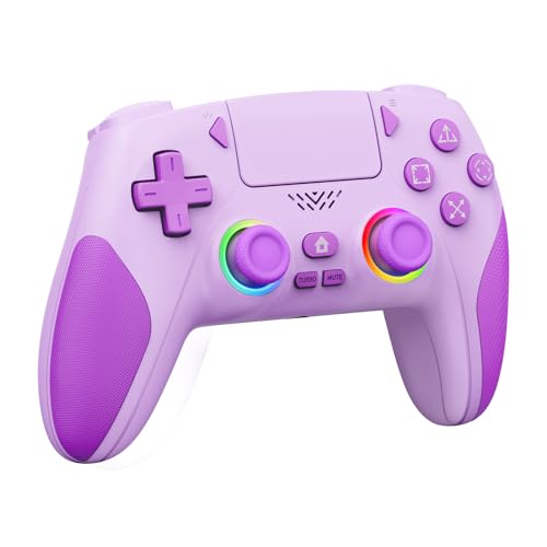 Akalyptra Wireless Controller for PS-5/PS-5 Pro/Slim/PC with Turbo/Macro/Combo, Hall Effect Controller for PS5 Support Dual Vibration, 3.5mm Headphone Jack, 6-Axis Motion Control Gamepad with Speaker - color: Purple