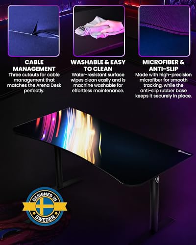 Arozzi Arena Gaming Desk Pad D011 | Full Desk Mouse Pad, Washable Desk Mat, Anti-Slip Rubber Base, Water-Resistant Surface - color: D011