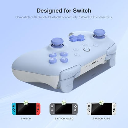 8Bitdo Ultimate 2C Bluetooth Controller for Switch/Switch 2 (Blue) | Hall Effect Joystick Update, Remappable L4/R4 Bumpers, 6-axis Motion Control, Rumble Vibration and Turbo Function - color: Blue