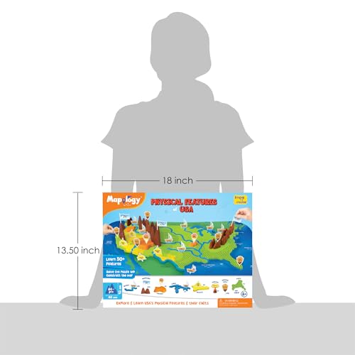 Imagimake Mapology Physical Features of USA, Geography Game for Kid Age 8+ | Educational 3D Jigsaw Puzzle, Learn Mountains, Rivers & Volcanoes, Birthday Gift for Boys & Girls Ages 8,9,10,11,12 Years Old - style: Physical Features of USA