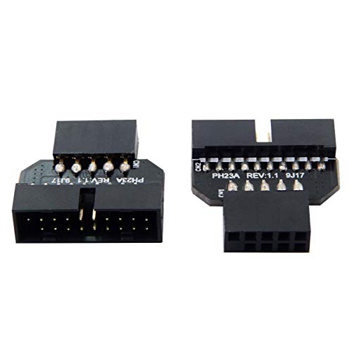 chenyang 2 Pack USB 2.0 Front Panel Header 9/10Pin Male/Female to 19/20Pin Male/Female Mainboard Header Gender Changer Connector Adapter