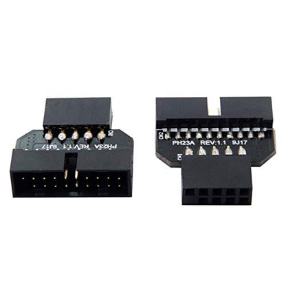 chenyang 2 Pack USB 2.0 Front Panel Header 9/10Pin Male/Female to 19/20Pin Male/Female Mainboard Header Gender Changer Connector Adapter