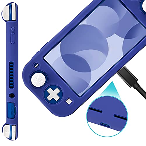 Protective Case for Nintendo Switch Lite, Soft Grip Case Cover with Comfort Ergonomic Handles for Nintendo Switch Lite 2019 [Self Stand][4 Thumb Stick Caps] (Silicone-Blue) - color: 실리콘-블루