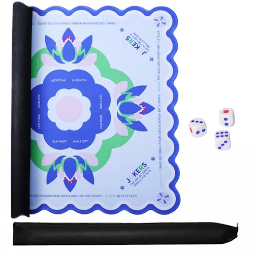 Jongyance Learning Mahjong Mat (31.5”x31.5”) with Black Carrying Bag, Anti-Slip, Noise-Reducing, Mahjong Table Mat for Mah-jongg,Poker, Board Games, Dominoes, and Card - color: Light Blue