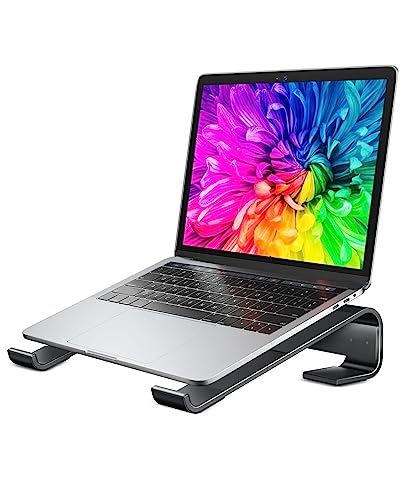 Soqool Laptop Stand for Desk, Ergonomic Detachable Laptop Riser | Aluminum MacBook Stand, Compatible with 12-17'' All Laptops Such as MacBook Pro/HP/Dell/Lenovo, Black - color: Black