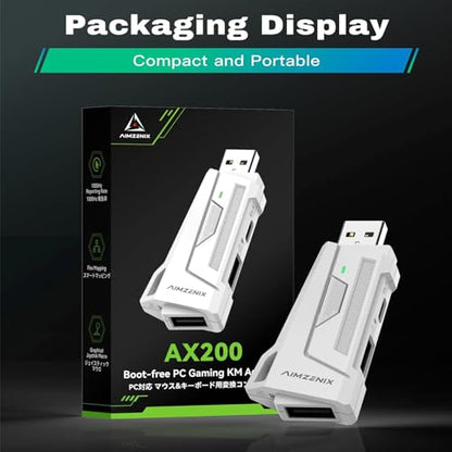 AX200 PC Mouse and Gaming Keyboard Adapter for Computer, Support Key Mapping, Aim Assist, Recoil Control, Smart Joystick Function, 1000Hz Reporting Rate, TPS, FPS, Perfect for APEX, COD Games