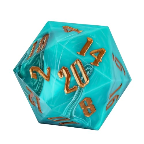 D20 Single Dice 55mm, 20 Sided DND Dice, Giant D20 D&D Polyhedral Die Large Die for RPG, Table Games (Green with White/Gold Number) - color: Green With White/Yellow Number