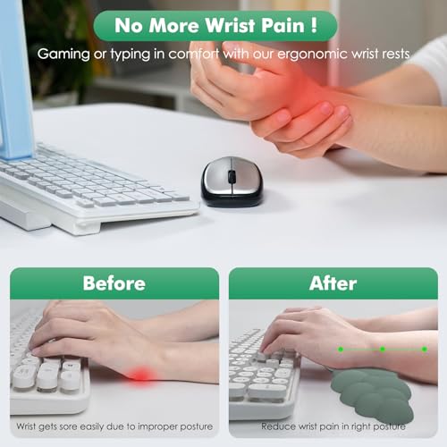 MoKo Cloud Wrist Rest for Keyboard and Mouse with Mouse Pad, Green | Ergonomic Cloud Arm Keyboard Wrist Rest with Mouse Rest Wrist Pad, Durable Polyester, For Office, Gaming, Computer, Laptop - color: Gradient Green
