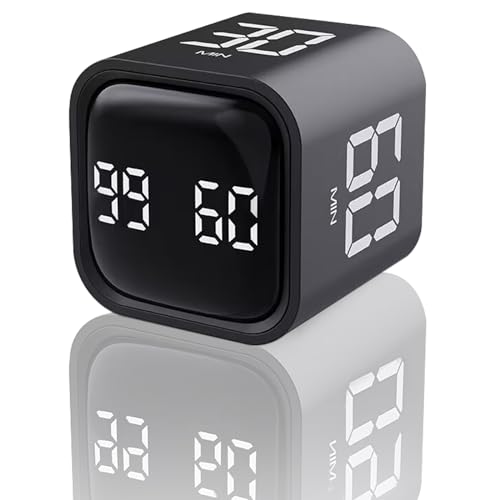 EooCoo Pomodoro Timer Cube, Small Gravity Timer, 5 10 30 60 Mins Preset | Desk Timer Flip Timer, ADHD Tools Cube Countdown Stopwatch, Office Desk Decoration for Work, Study, Back to School, Kitchen - style: Digital Display