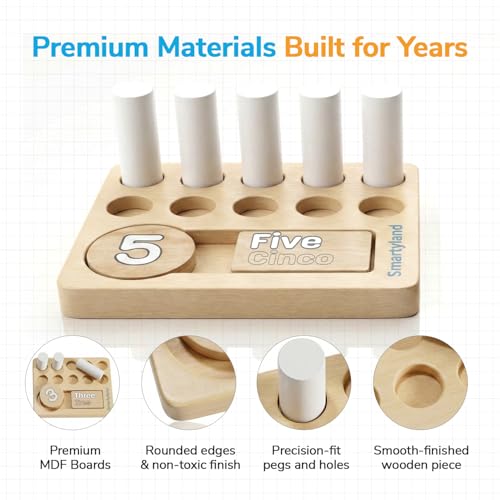 Bilingual Math Toy English Spanish Educational Kit for Preschoolers | STEAM Early Math & Logic Set | Hands-on Addition, Subtraction, Counting, Logic Games, Wooden Boards, Activity Cards