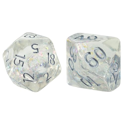 and Dice: Holographic Dice: Unicorn - 7pc Set, Transparent, Holographic Glitter Swirl, 7 Resin Dice for Role Playing Games - style: Unicorn
