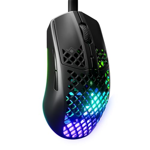 SteelSeries Aerox 3 - Holey RGB Gaming Mouse - Ultra-lightweight Water Resistant Design - 8,500 DPI TrueMove Core Optical Sensor - Onyx - color: Onyx