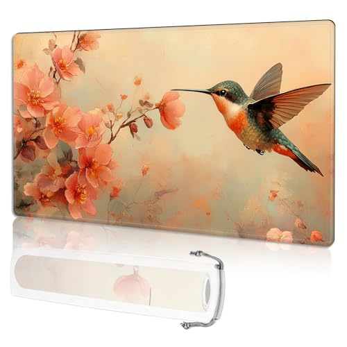 for MTG Playmat TCG Card Game Mat with Stitched Edges,Board Game Mats Non-Slip Waterproof Rubber Base 24 x 14 inch for CCG RPG DTCG Trading Card,Hummingbird Flower - color: Hummingbird Flower