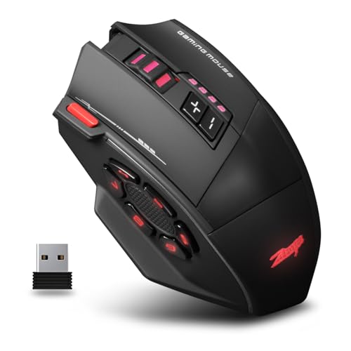 Wireless Gaming Mouse, RGB Dual Mode Bluetooth Mouse Up 24,000 DPI, 13 Macro Programmable Buttons, Optical Computer Mouse 50Hrs for PC Laptop MOBA FPS, PMW-3311, Comfort Grip (Black)