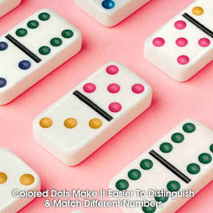 CHH 2322 Double 6 Jumbo Dominoes with Color Dot, 8.25-inch Length