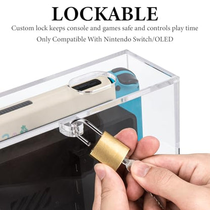 Geekria Clear Dock Dust Cover Compatible with Nintendo Switch Dock and Switch OLED Dock, Locking Anti-Scratch Protective Cover, Dustproof Display Case