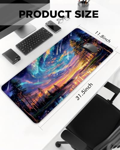 Mouse Pad, Desk Mat, 31.5x11.8in Large Mousepad, Meteor | Desk Pad with Stitched Edge & Rubber Non-Slip Bottom, Gaming Mouse Pad, Extended Mousepad for Home, Office - color: Meteor