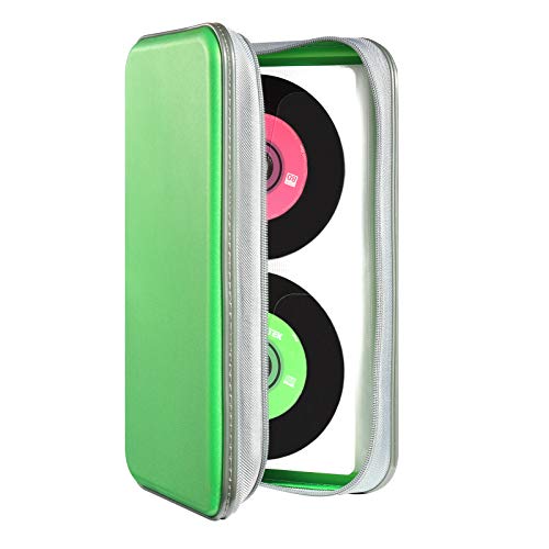 UENTIP CD Case,96 Capacity Hard Plastic DVD Case Holder for Car Home Travel | CD DVD Storage,Zipper Closure,Scratch-Resistant Sleeves,Stay Away Dust and Damp,Storage Music Video Gaming Discs Blu-ray - color: green