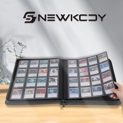 Snekdy premium 1024-pocket trading card binder, 16-pocket cards album, waterproof PU-leather Cover album with side loading, holds gaming, baseball, basketball & sports cards (light grey) - color: light grey