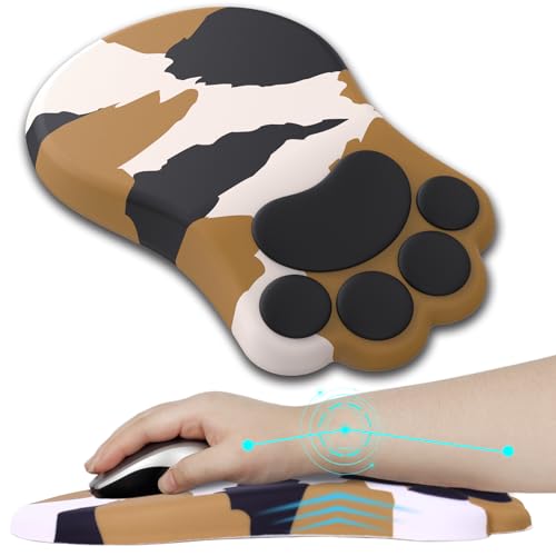 L-SPOUTTO Ergonomic Mouse Pad with Wrist Rest,Cute Mouse Pad Wrist Support | Cat Paw Comfortable Massage Design,Computer Pain Relief Mousepad with Non-Slip PU Base for Desk Laptop Gaming,Tortoiseshell - color: Tortoiseshell