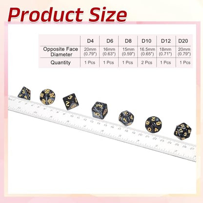 uxcell Polyhedral Dice Set, 7 Pcs Acrylic Dice for Role Playing Table Games Tabletop Gaming Accessories, Pearlescent Black - color: Pearlescent Black