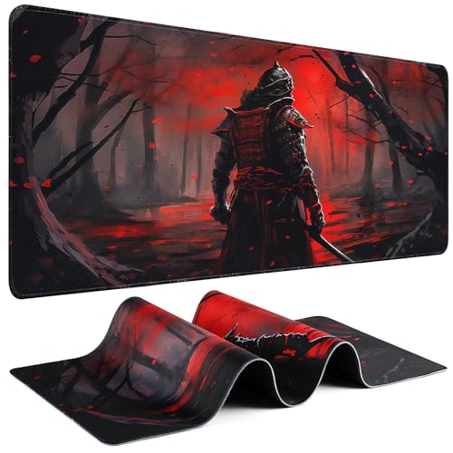 Gaming Mouse Pad - (31.5"×11.8") Japanese Samurai Large Mouse Pads for Desk - Desk Mat for Keyboard and Mouse with Non-Slip Base, Desks Pad Matfor Game/Office & Home - color: Japanese Samurai-1, size: 31.5L x 11.8W inches