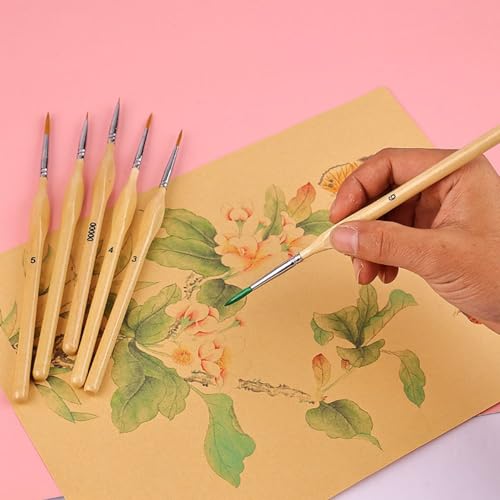 10pcs Wood Detail Paint Brushes Set Miniature Brushes with Triangular Handles for Fine Detailing & Art Painting - Acrylic, Watercolor, Oil, Models
