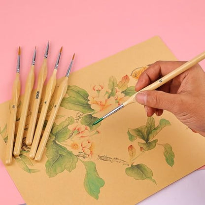 10pcs Wood Detail Paint Brushes Set Miniature Brushes with Triangular Handles for Fine Detailing & Art Painting - Acrylic, Watercolor, Oil, Models