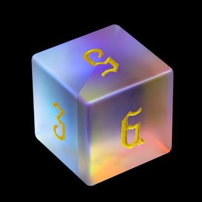 LUCKY-M Prism Glass Rainbow DND Dice Set, Dungeons and Dragons Unique Dice Set RPG Transparent Dice D&D Sets, D20 D12 D10 D00 D8 D6 D4 Cool D and D Dice - color: 5.frosted Rainbow Gold Number