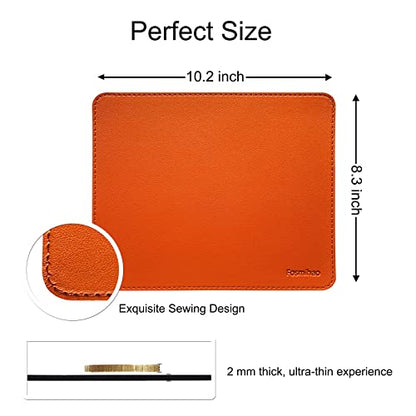 Leather Double Side Mouse Pad With Stitched Edge - Waterproof Ultra Thin for Computers, Laptop, Office & Home, 10.2 x 8.3 Inch, 1 Pack (Orange) - color: Orange