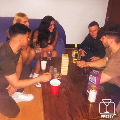 Drinking Game - 21+ Ultimate Pregame Drink Tower for Parties - Adult Party Game with 54 Blocks | Funny Drunk Game for Game Night, Bachelorettes, Couples and 21st Birthday Gift